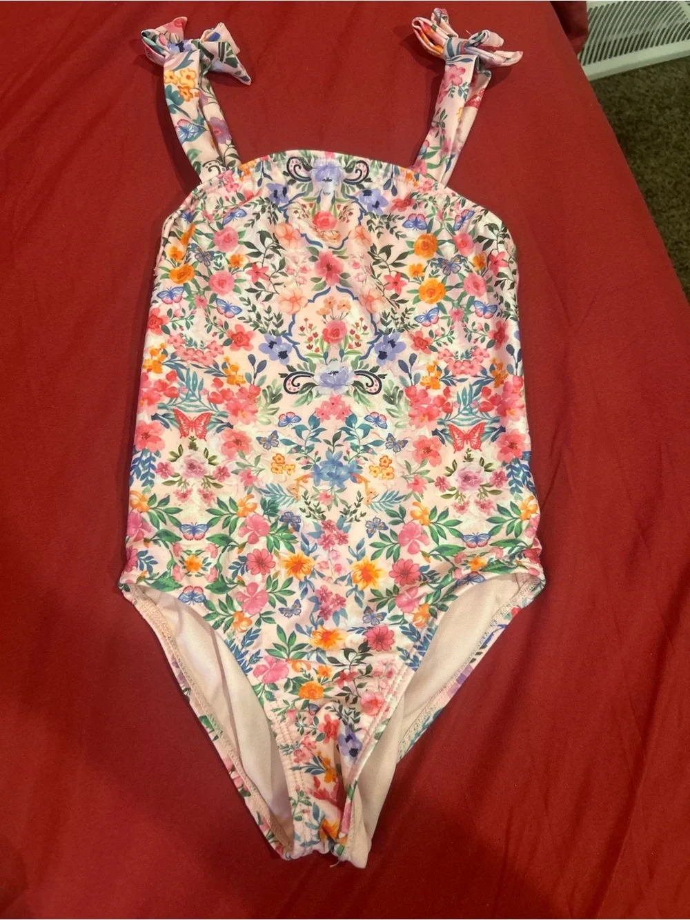 wonder nation Multicolor Floral One-Piece Swimsuit with Tie Straps